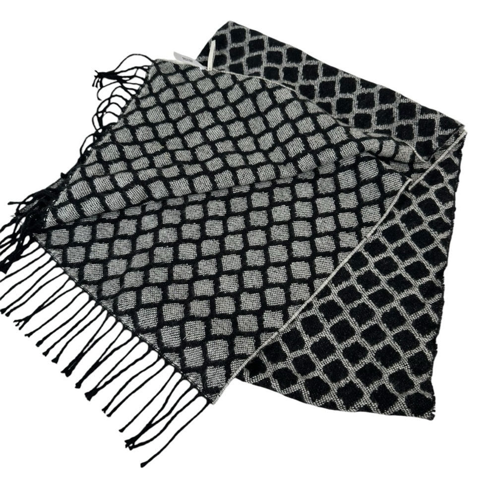 Talbots Black and White Super Soft Scarf with Fringe